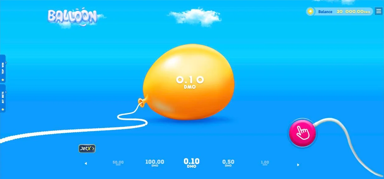 The SmartSoft Balloon demo screen: balloon, stake selector and the pump button
