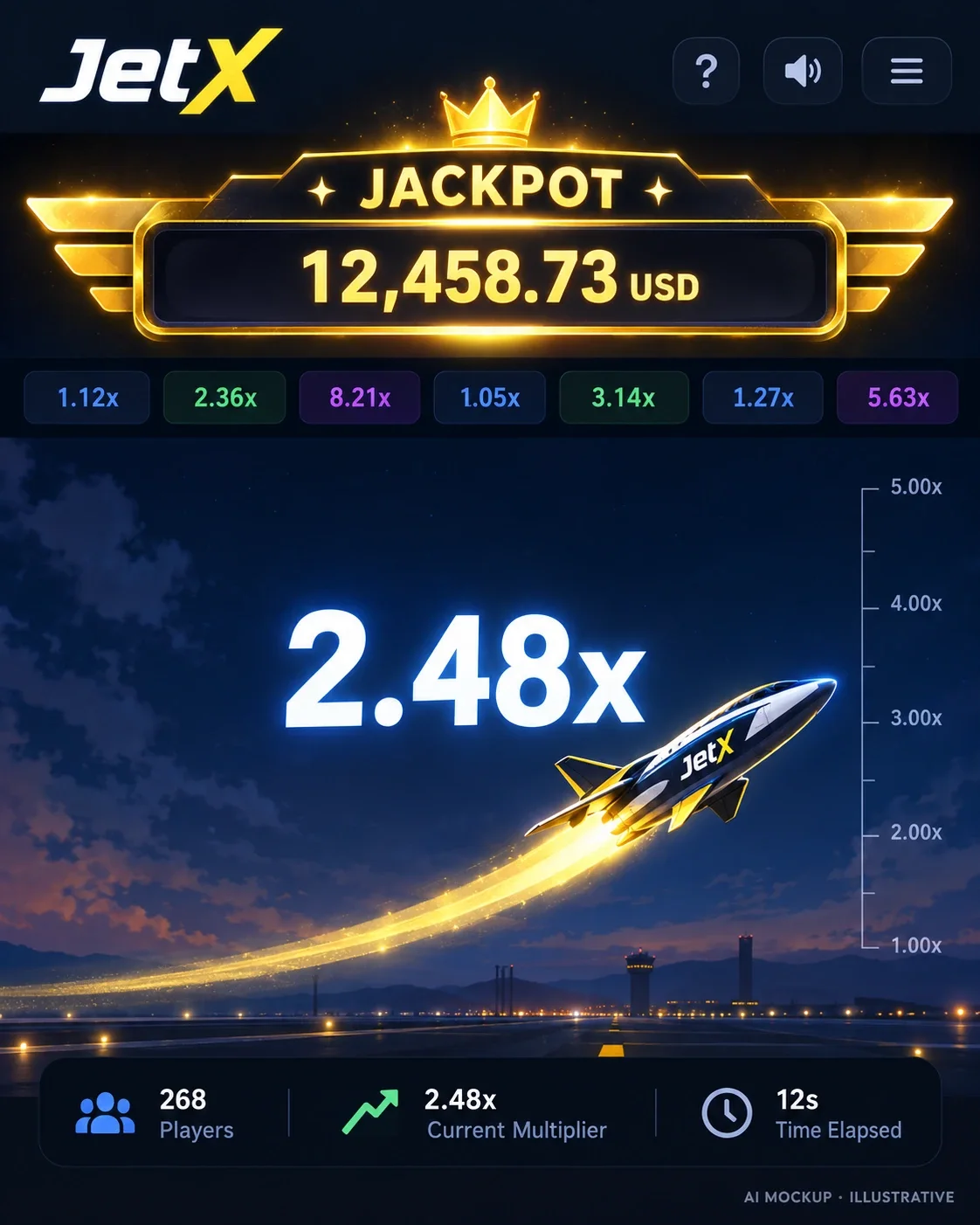 The progressive jackpot counter shown above the JetX game area