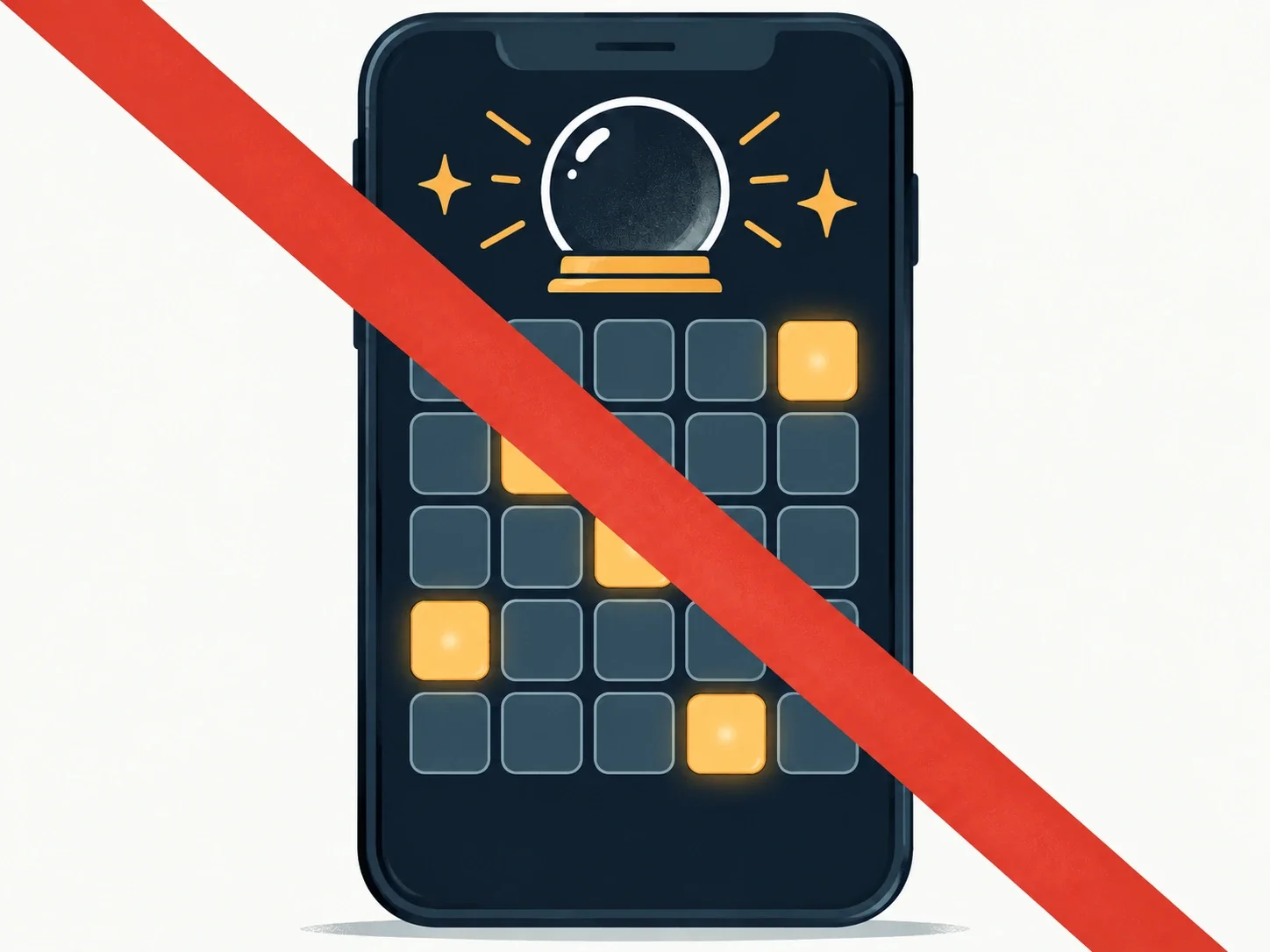 Phone screen showing a fake mines predictor app with a warning overlay