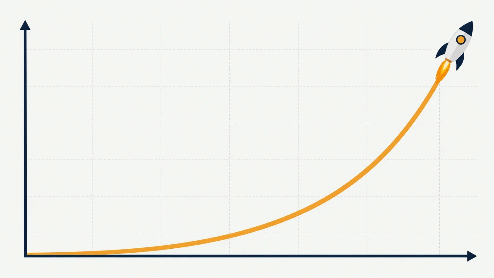 Illustration of a rocket tracing a curve on a chart with X and Y axes