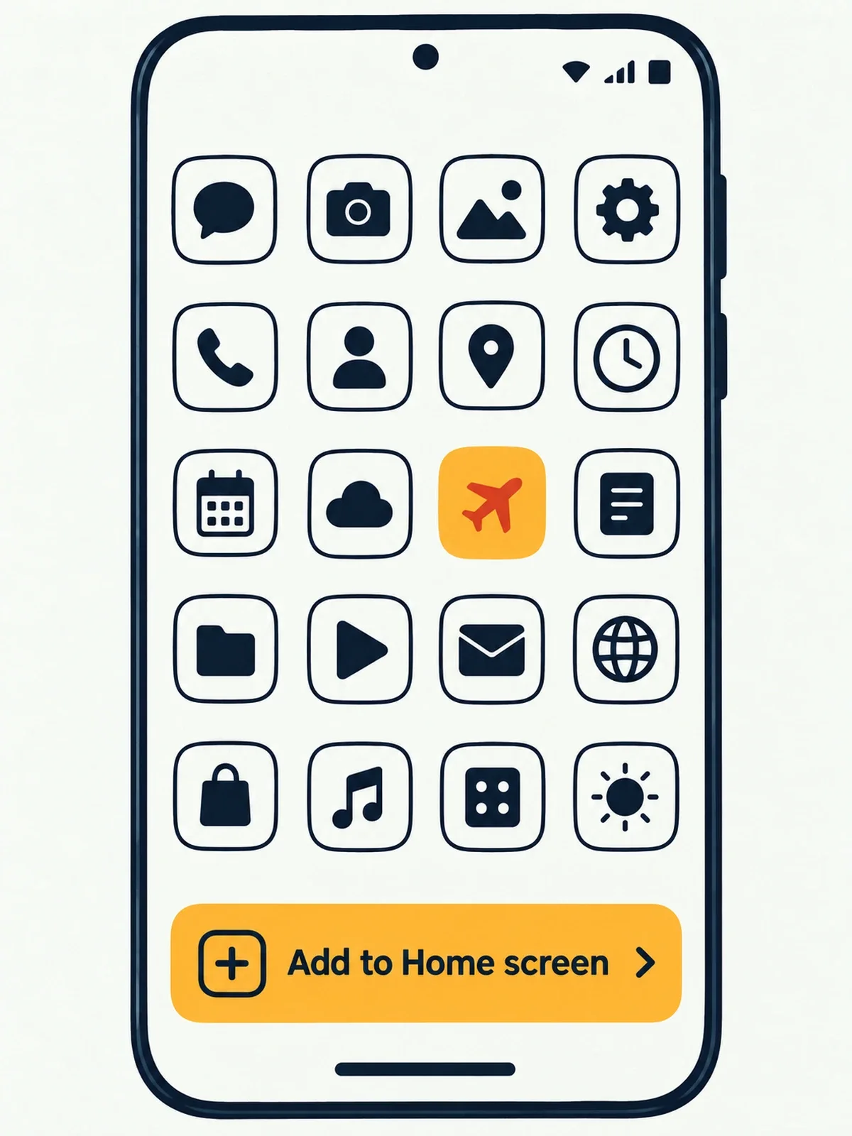 Android home screen with bookmaker app icons and a browser shortcut to Aviator
